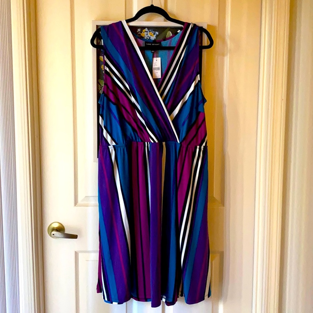 3/$30 SALE Lane Bryant Sleeveless Wrap atop Stripe Dress Women’s Plus 18/20 NWT
